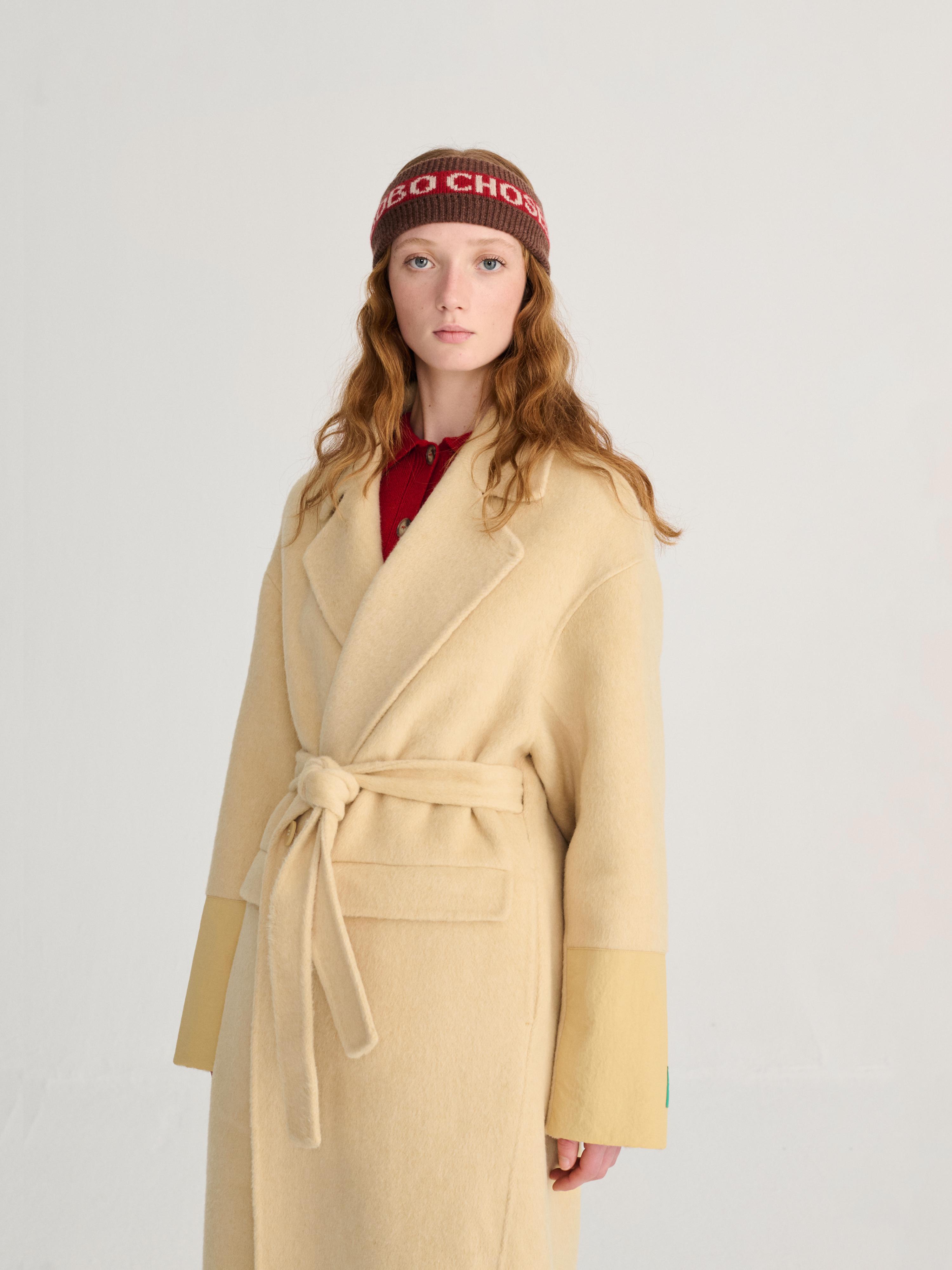 Bobo Choses Hand Made Wool Coat Light Yellow Damen Wollmantel gelb